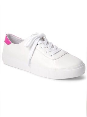 White leather lace top sneakers